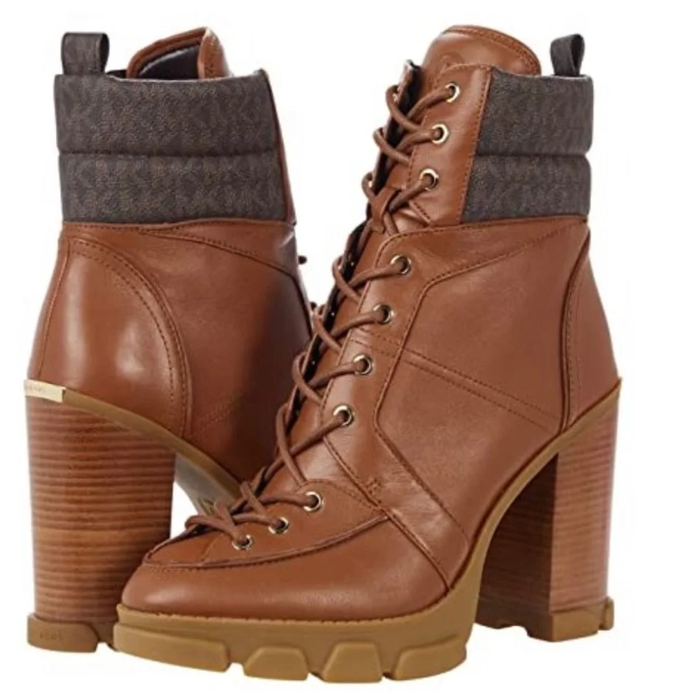 MICHEAL Micheal Kors Ridley Logo Print Lace-Up Bootie - Picture 1 of 9